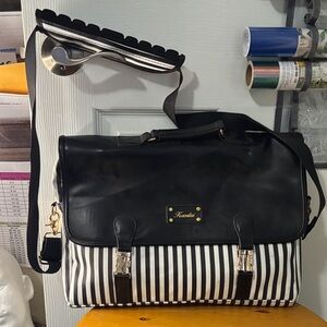 Kamlui Black and White Striped Laptop Bag